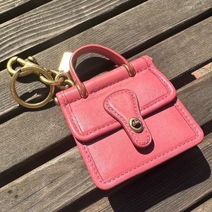 Coach Bag Charm Mini Willis Pink Leather Limited Edition